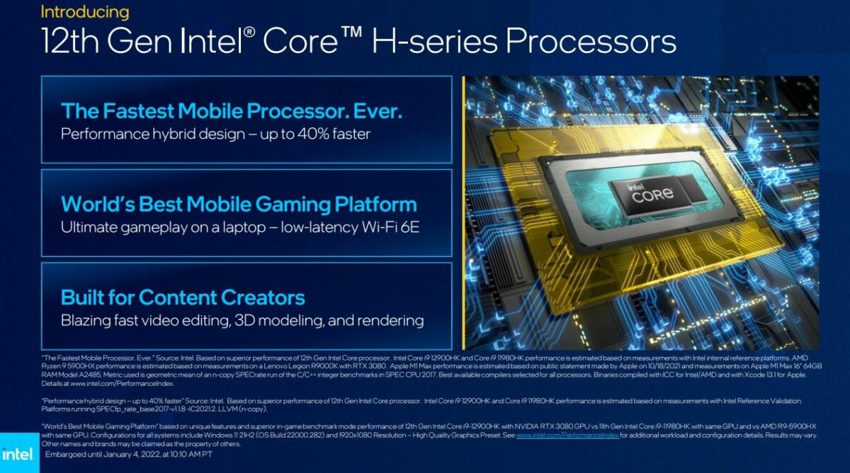 roman Annoteren Correspondentie Intel launches 12th Gen Core H-series chips for performance laptops |  Club386