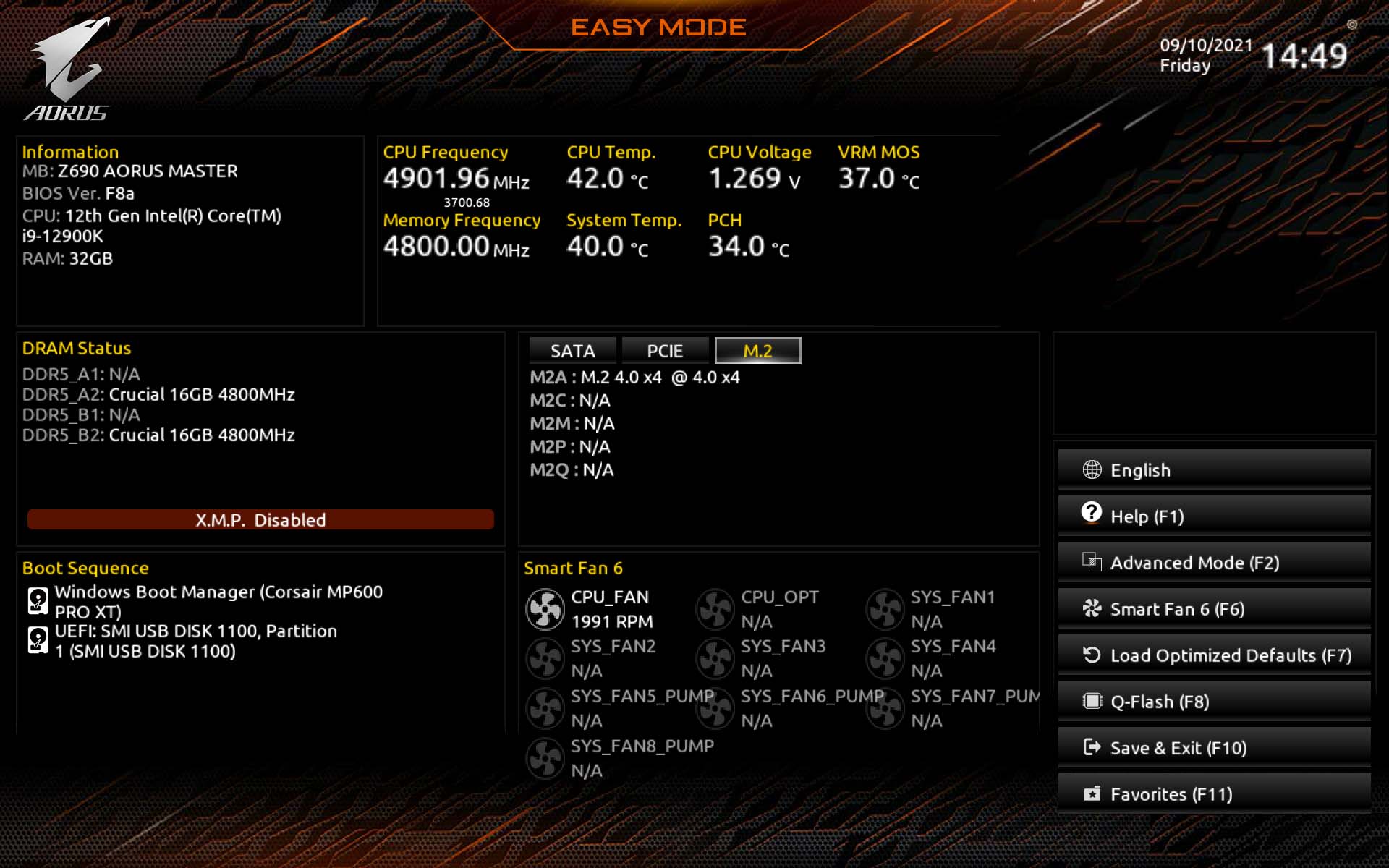 Z690 Aorus Master Easy Mode BIOS.