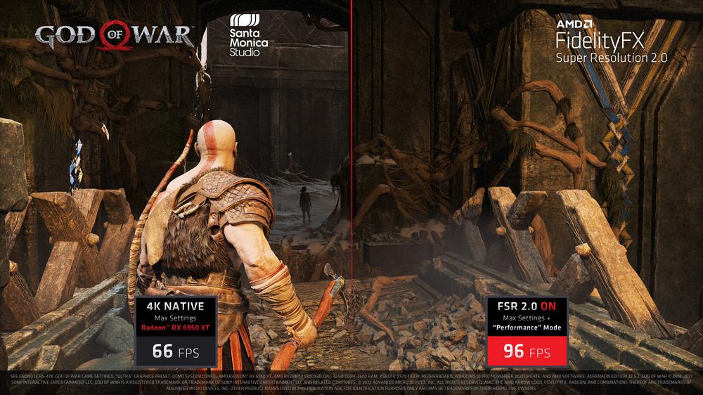 AMD FSR 2.0 God of War screenshot 4K native vs performance mode
