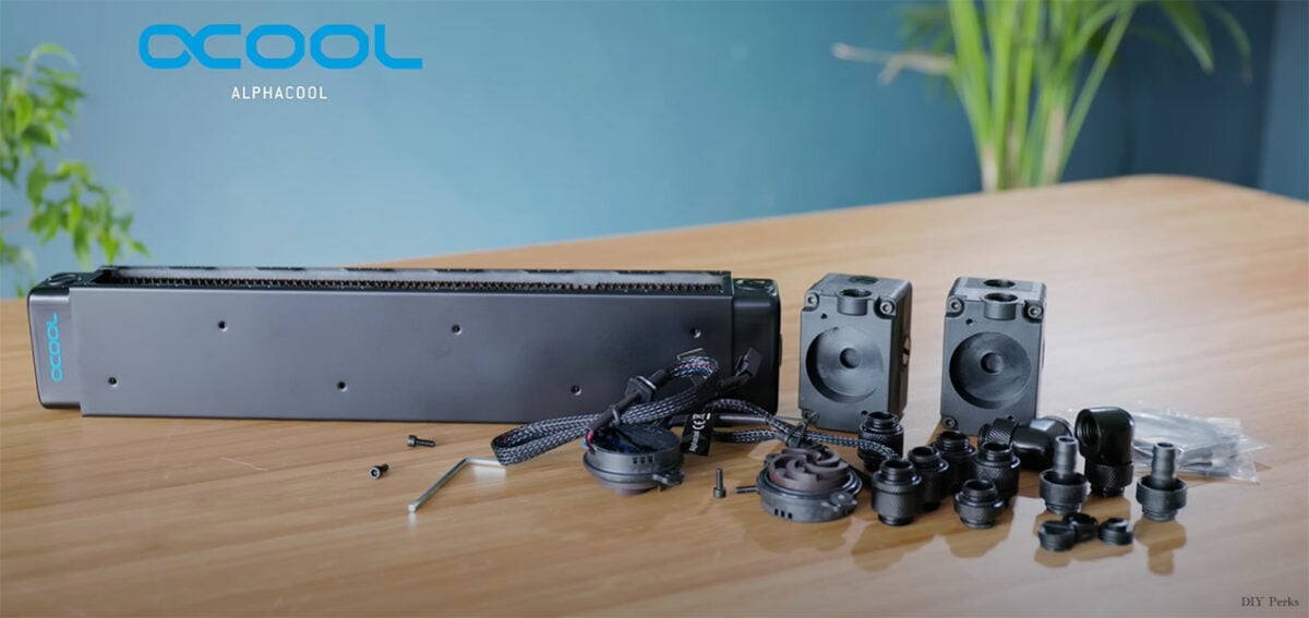 DIY PS5 Slim hides a water-cooling brick behind a TV cabinet, almost melts