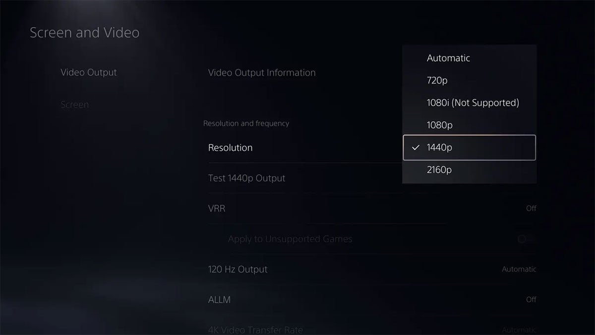 Sony PlayStation 5 - 1440p Support