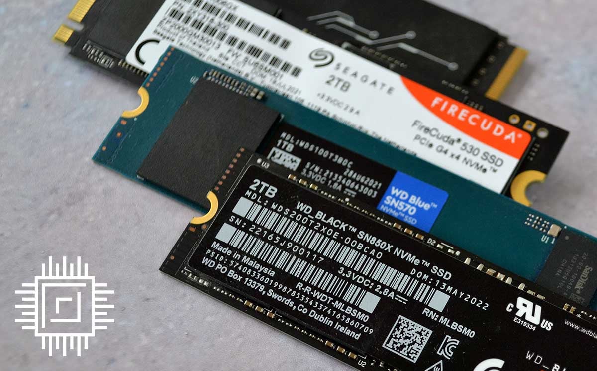 WD SN850X surrounded by other drives.