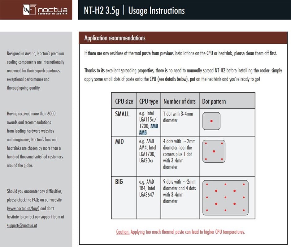 Noctua - AM5 Application Recommendation