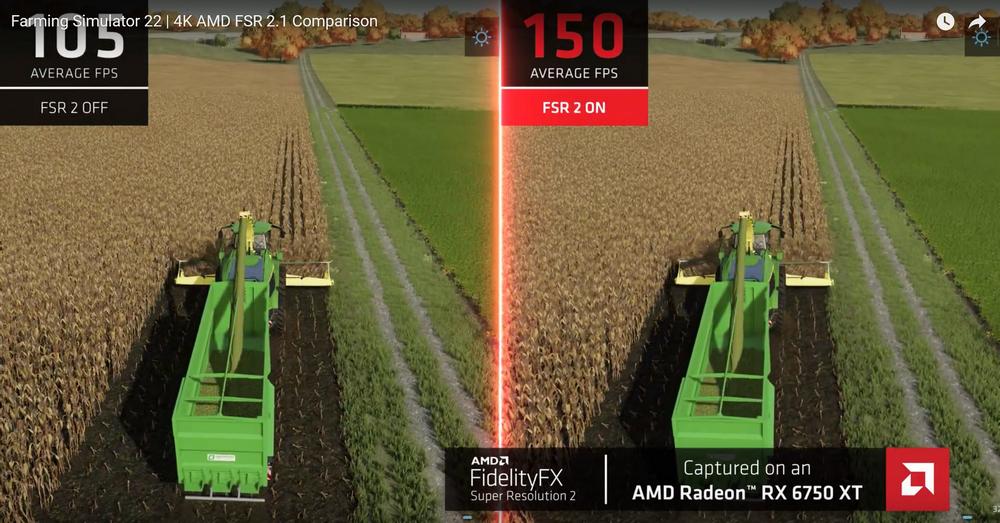 AMD FSR 2.0 vs 2.1 - 1.4x performance in Farming Simulator 22