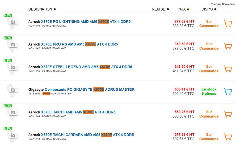 ASRock X670E - Boards pricing