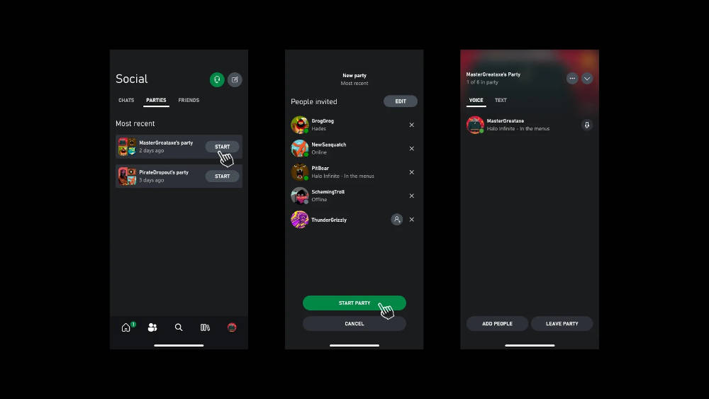 Set up parties with Xbox app