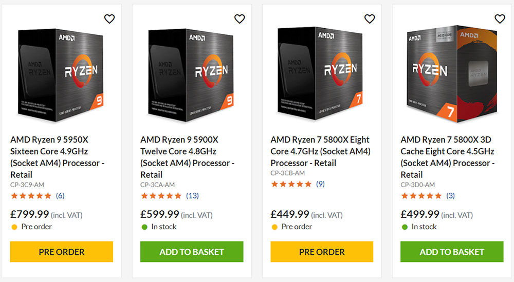 AMD Ryzen 5000 Series - Retail Listings