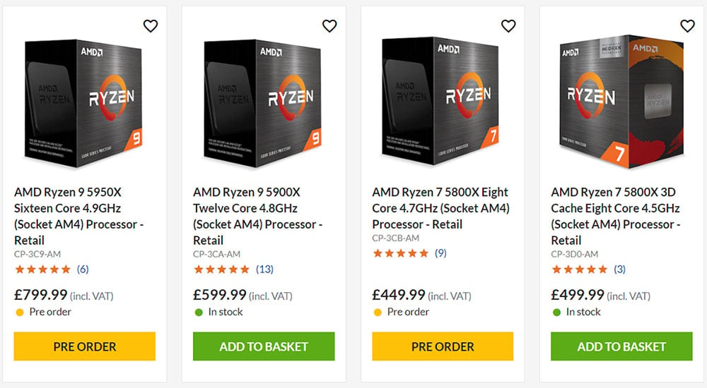 AMD Ryzen 5000 Series - Retail Listings