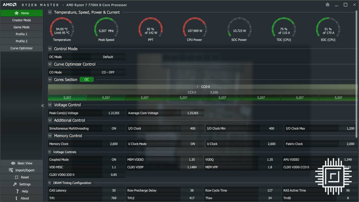 7700X Ryzen Master