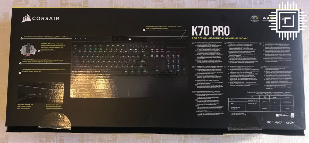 Corsair K70 Pro OPX - Box Back