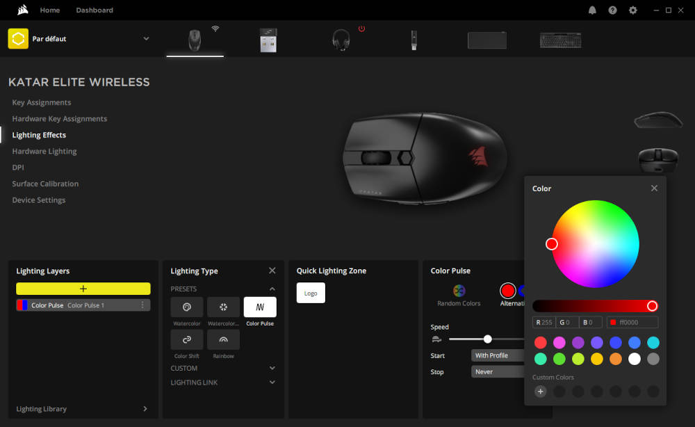 Corsair Katar Elite Wireless - Lighting