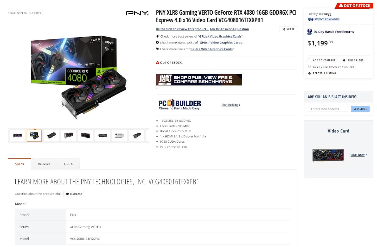 PNY XLR8 Newegg