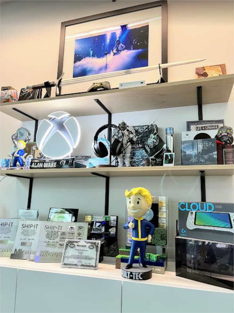 Phil Spencer wall of memorabilia