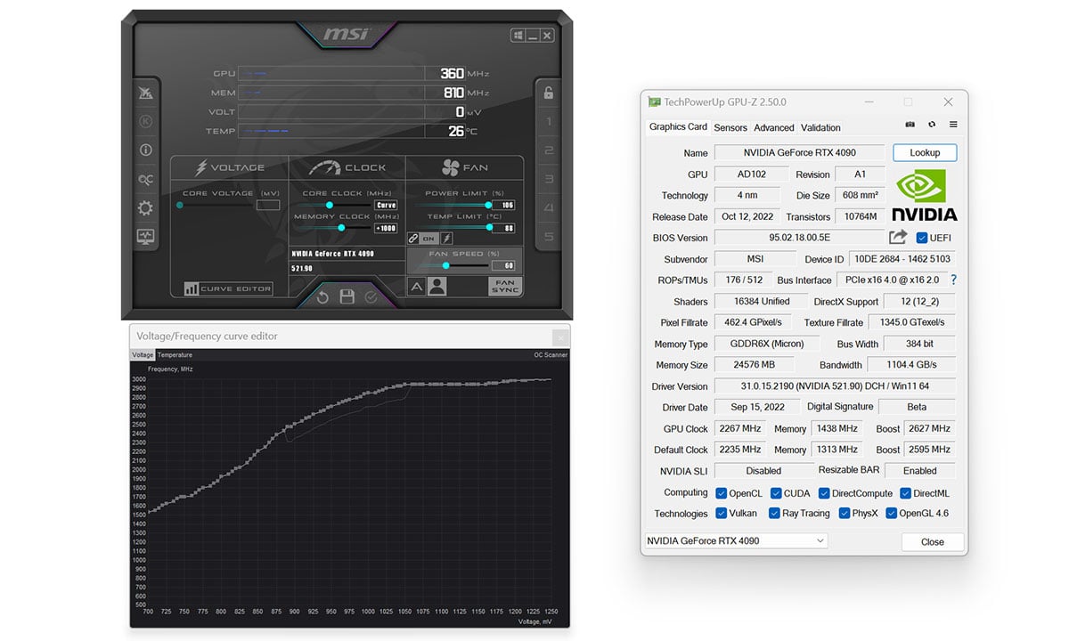 MSI RTX 4090 Gaming X Trio Overclocking