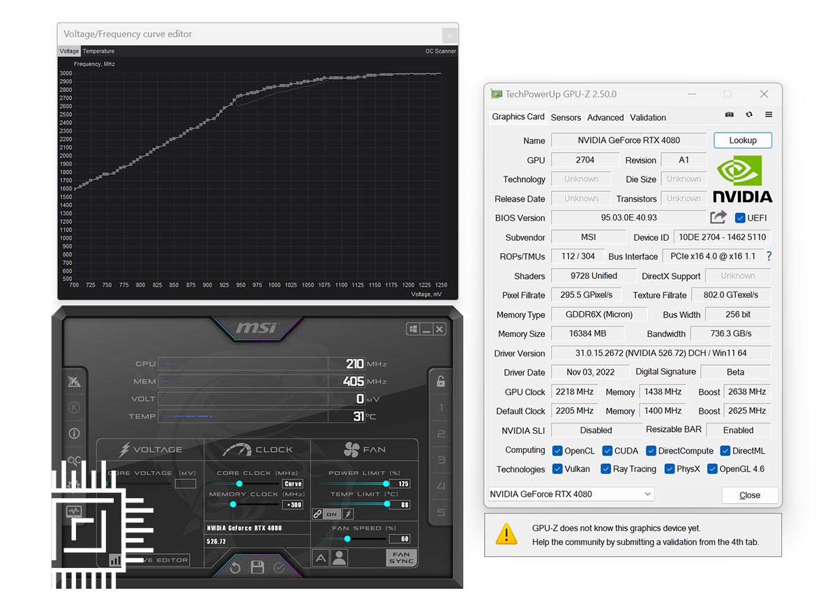 MSI GeForce RTX 4080 Suprim X overclock