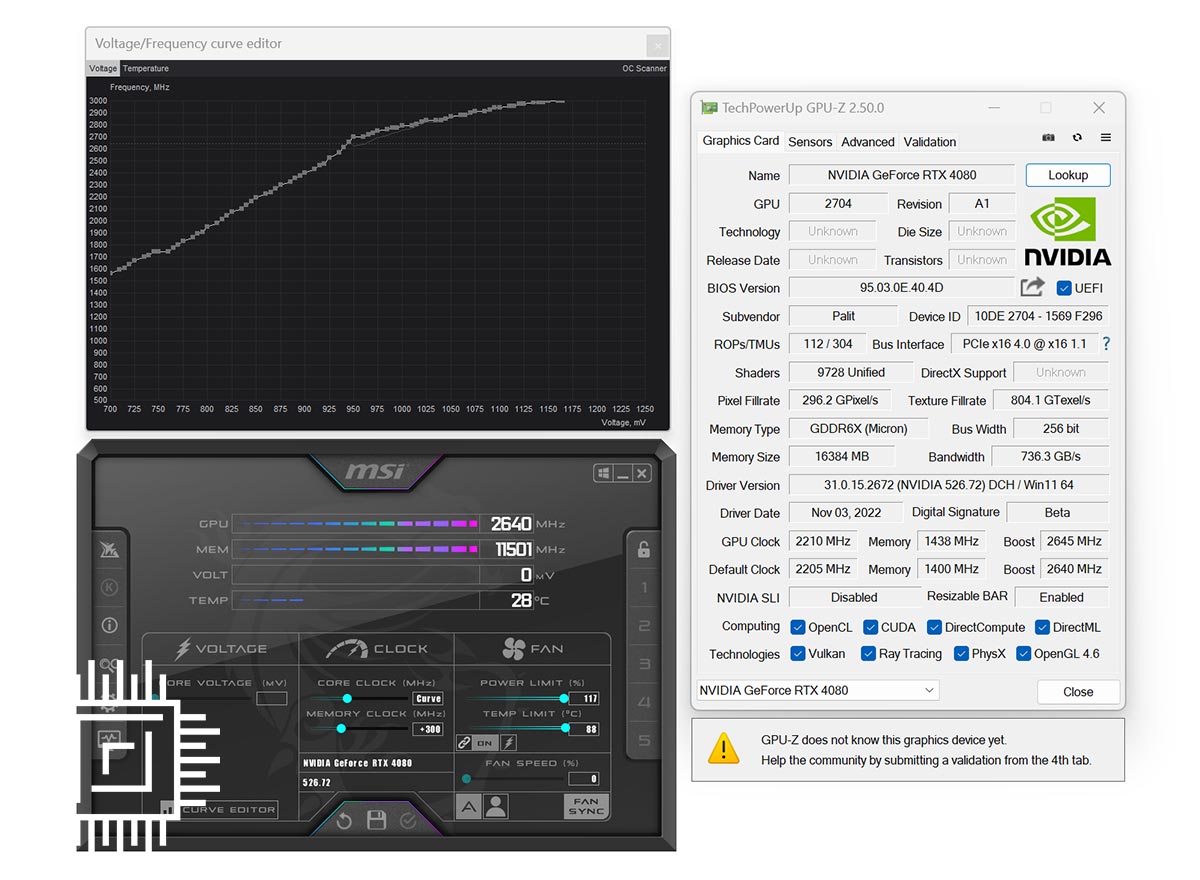 Palit GeForce RTX 4080 GameRock OC overclock