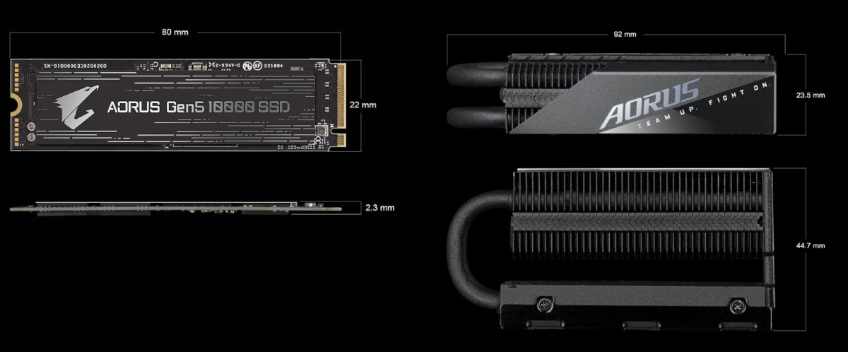 Aorus Gen 5 SSD Dimensions