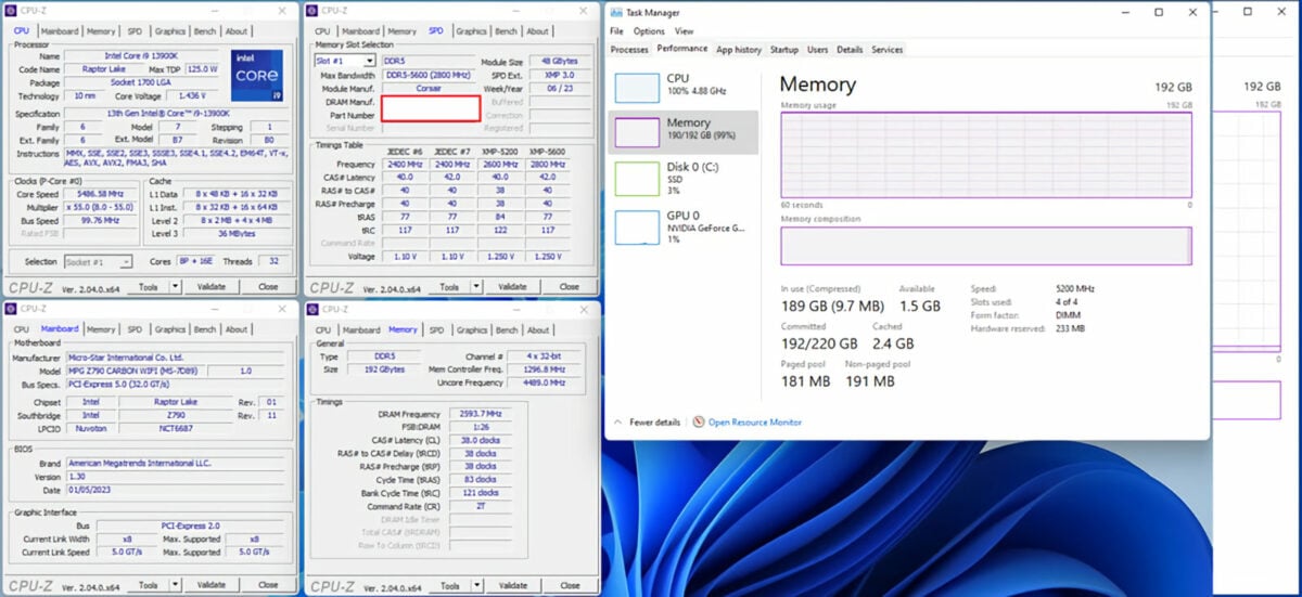 MSI boards support 192GB RAM - Test 01