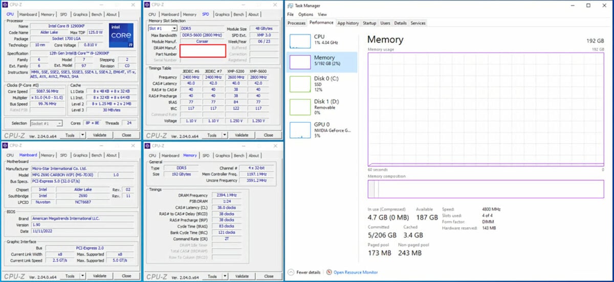 MSI boards support 192GB RAM - Test 02