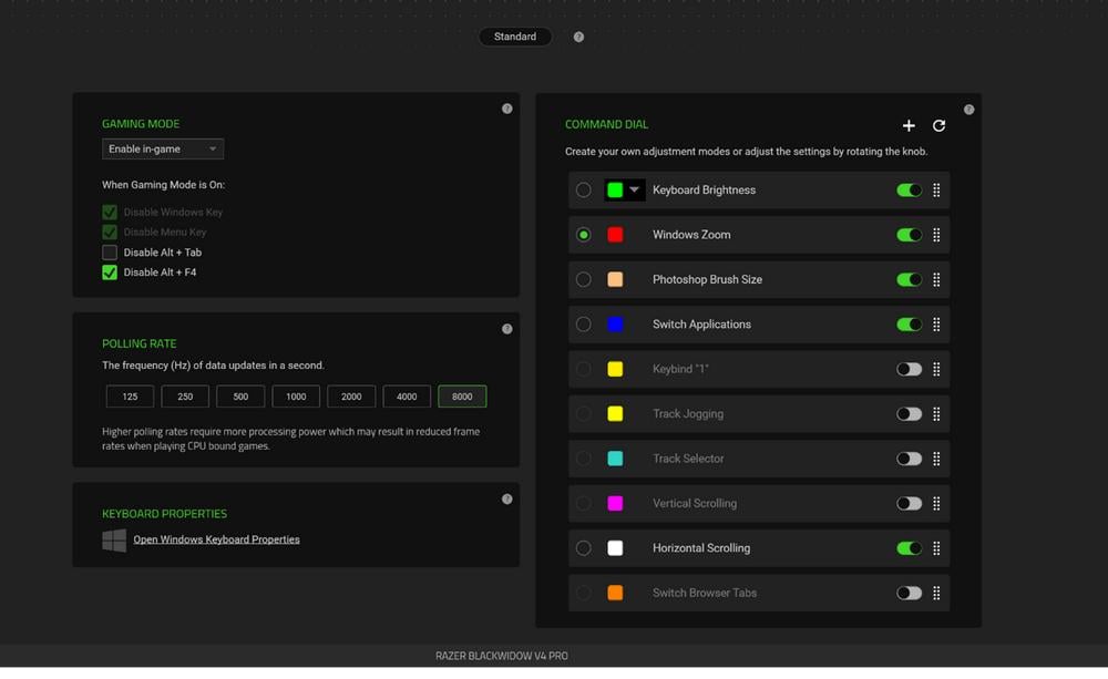 Razer BlackWidow V4 Pro - Settings