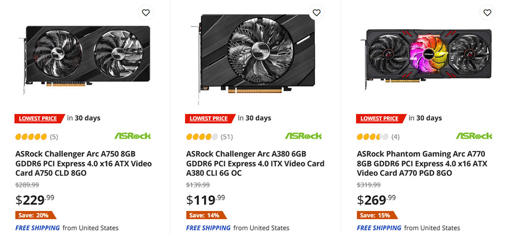 ASRock Intel Arc price cuts
