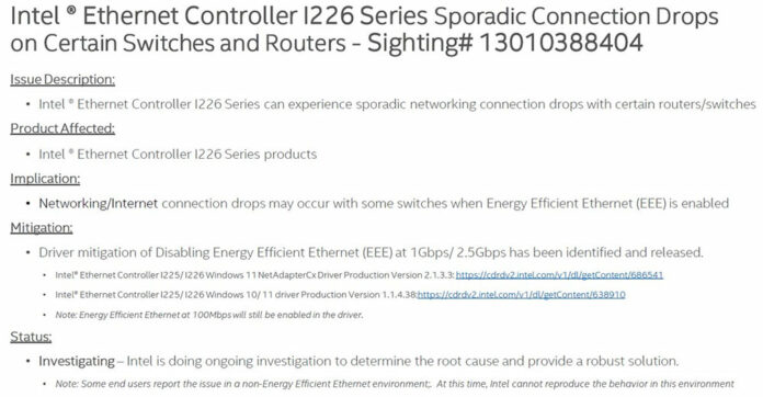 Intel issues workaround for sporadic 2.5GbE connection drops on 700 ...