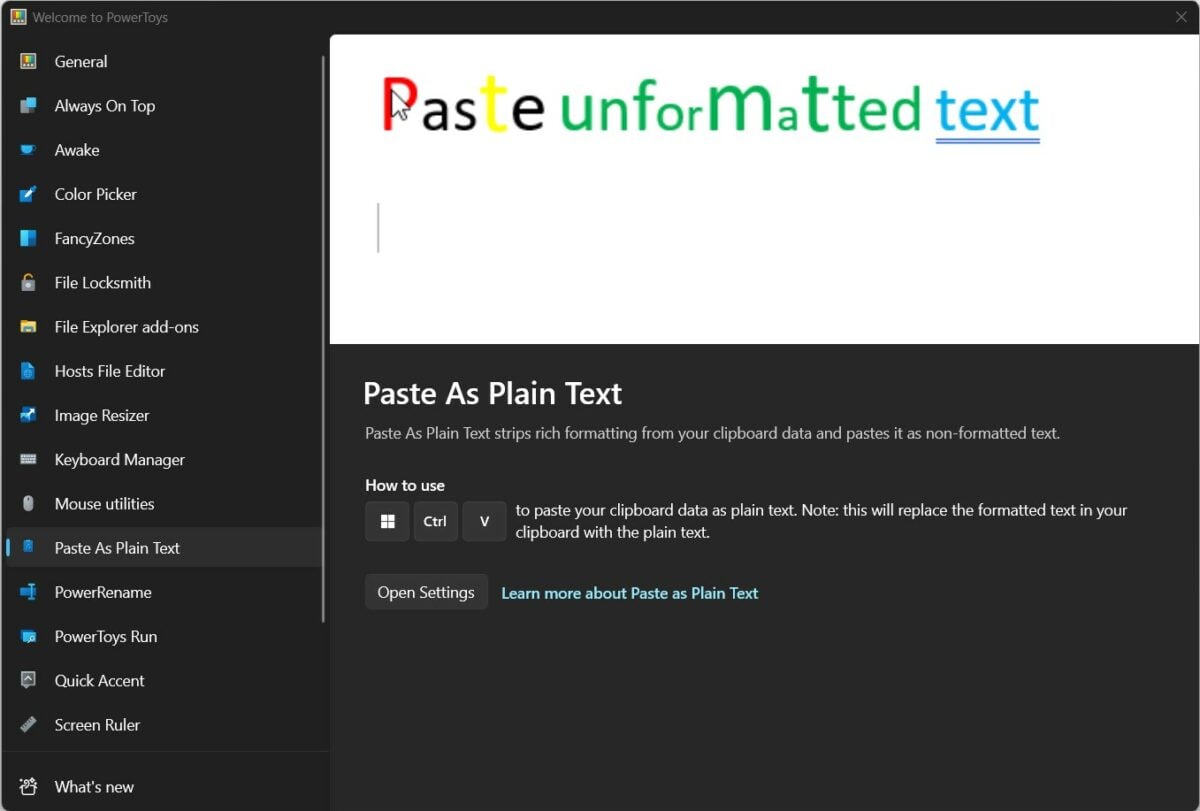 PowerToys - Paste as Plain Text