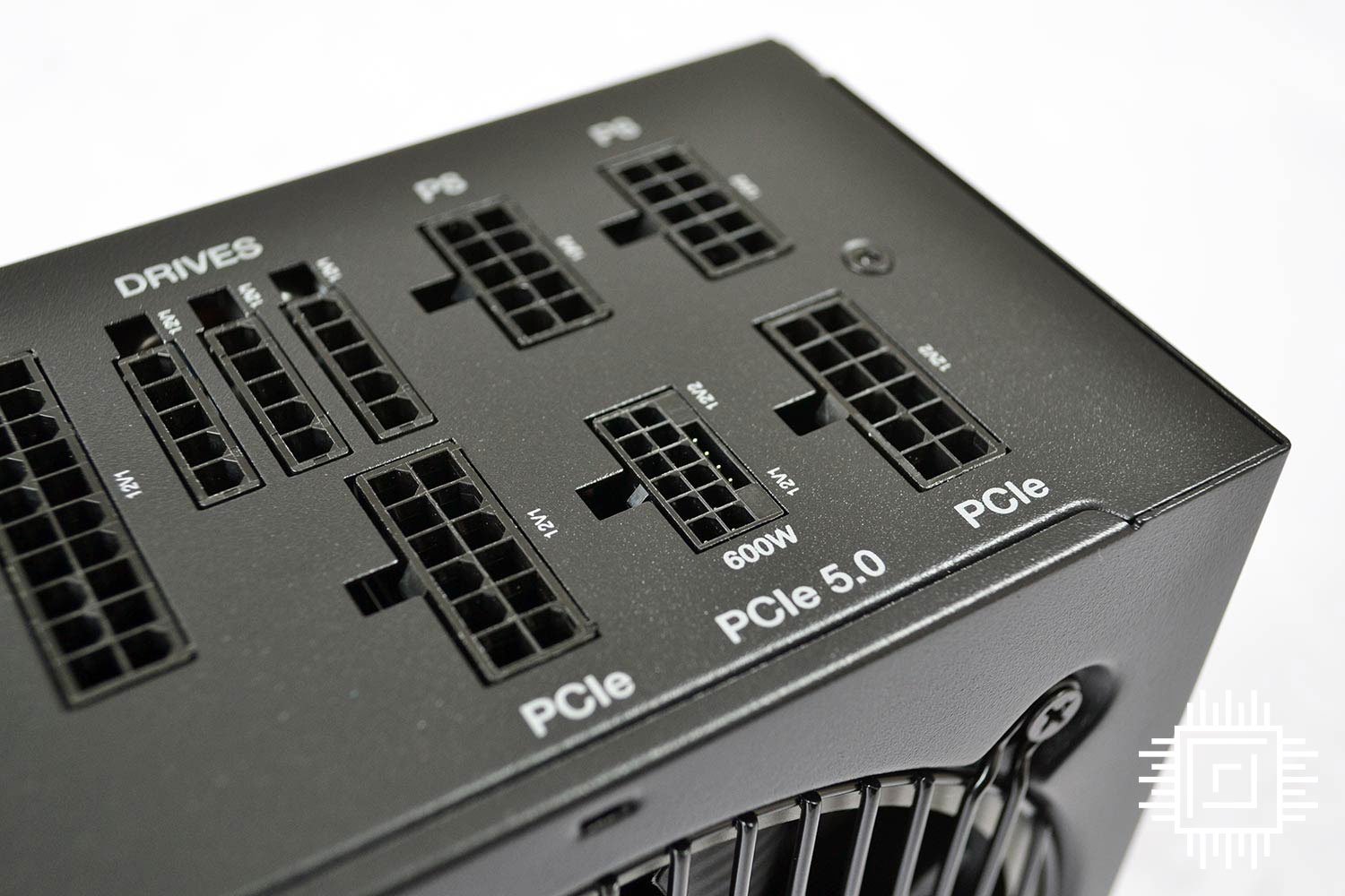 Close-up of be quiet! Pure Power 12 M 1,000W PSU ports.