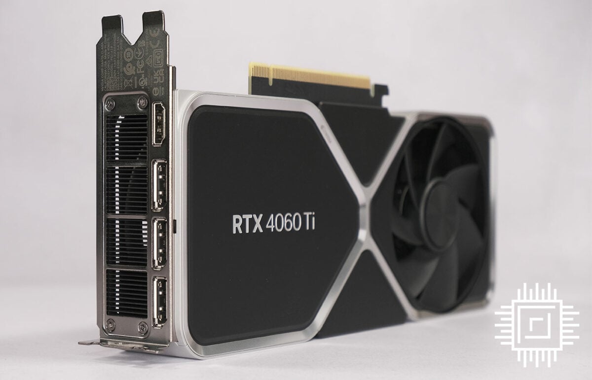 Nvidia GeForce RTX 4060 Ti Founders Edition, with rear I/O ports showing.