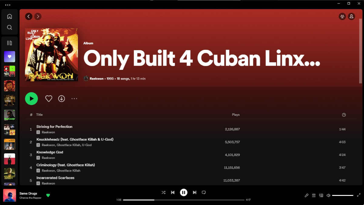 Spotify Streamlined Interface