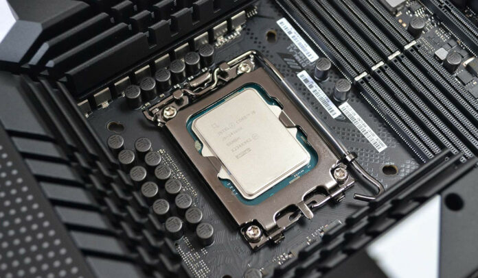 Intel Core processor installed on a motherboard