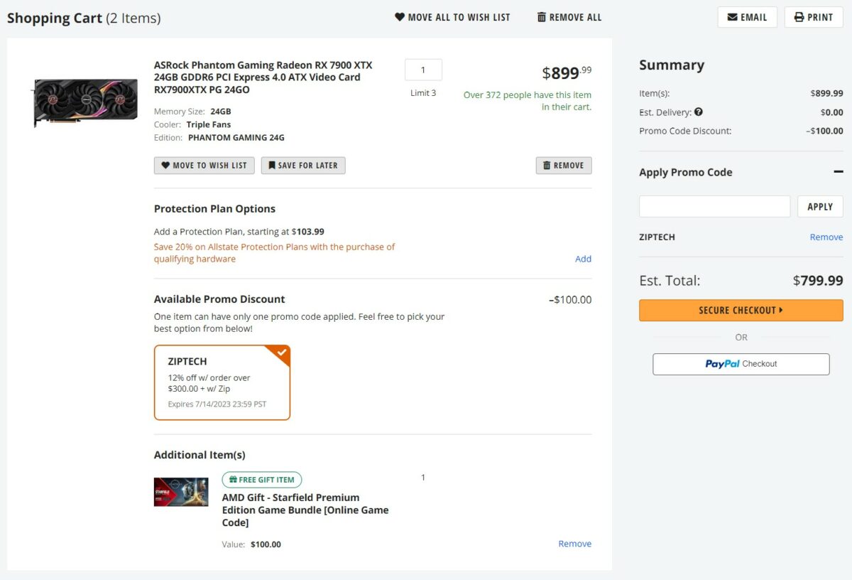 ASRock 7900 XTX - $799 at Newegg