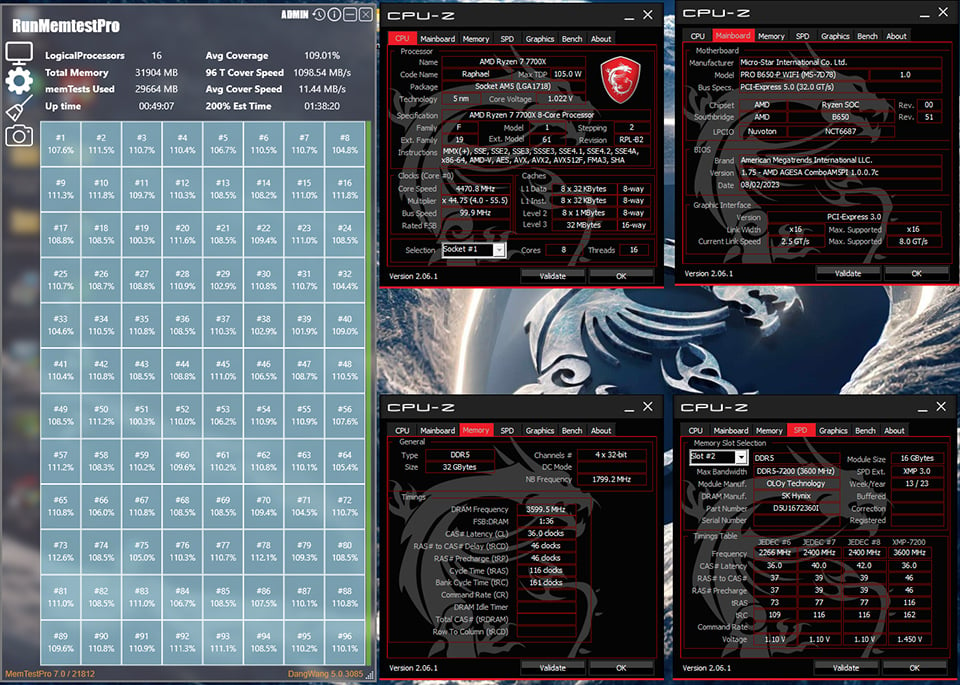 MSI Pro B650-P WIFI + DDR5-7200