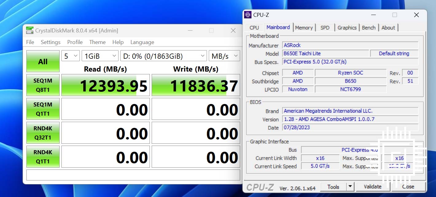 ASRock B650E Taichi Lite SSD speed.