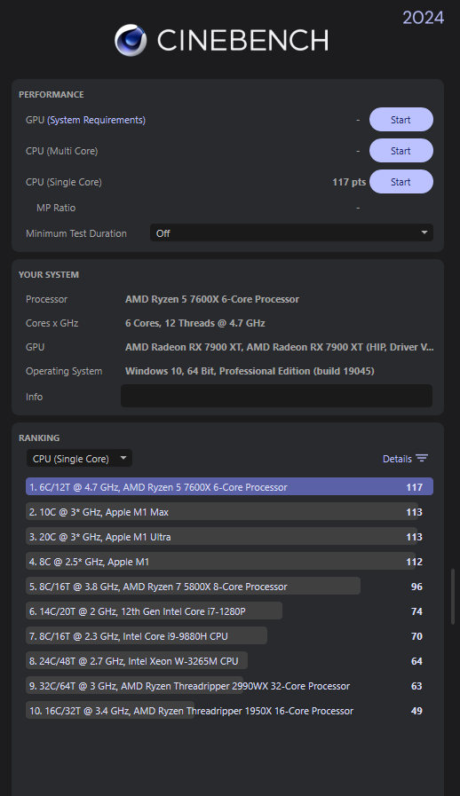 Cinebench 2024 Single-core