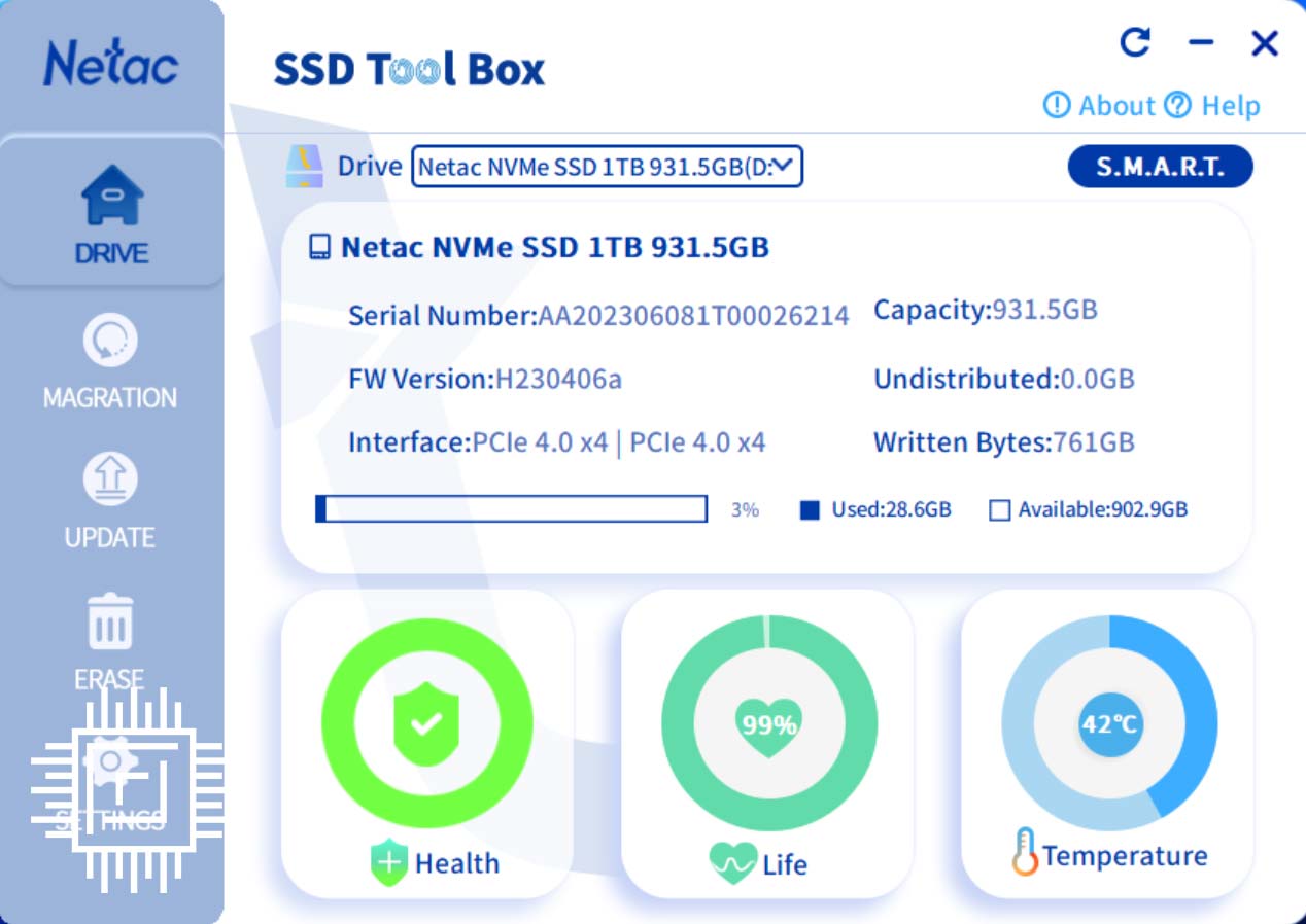 Netac NV7000-t SSD tool box overview.