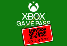 A sign saying 'Activision Blizzard coming soon' is pinned over an Xbox Game Pass logo.