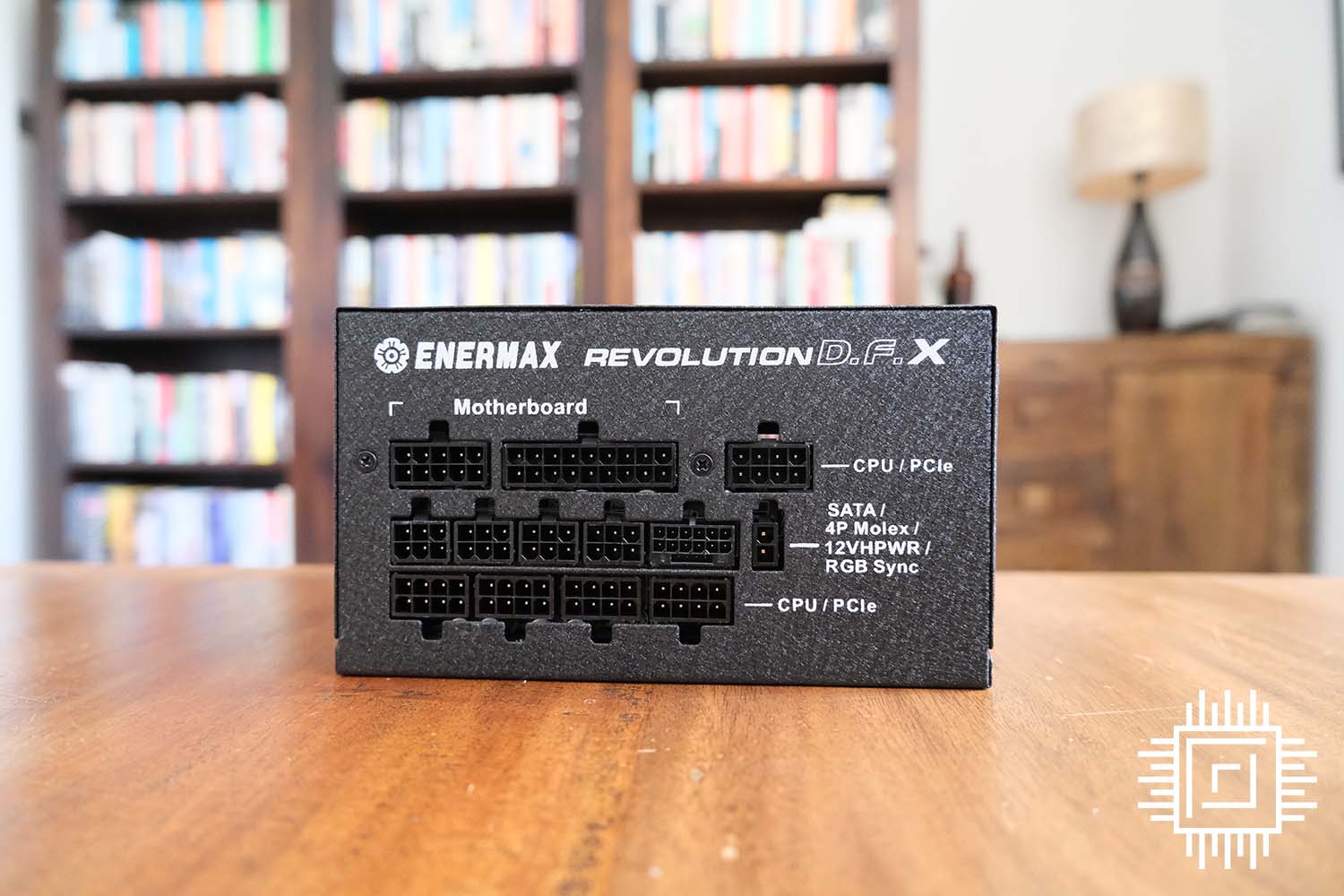 Enermax Revolution D.F.X PSU as seen from the front.