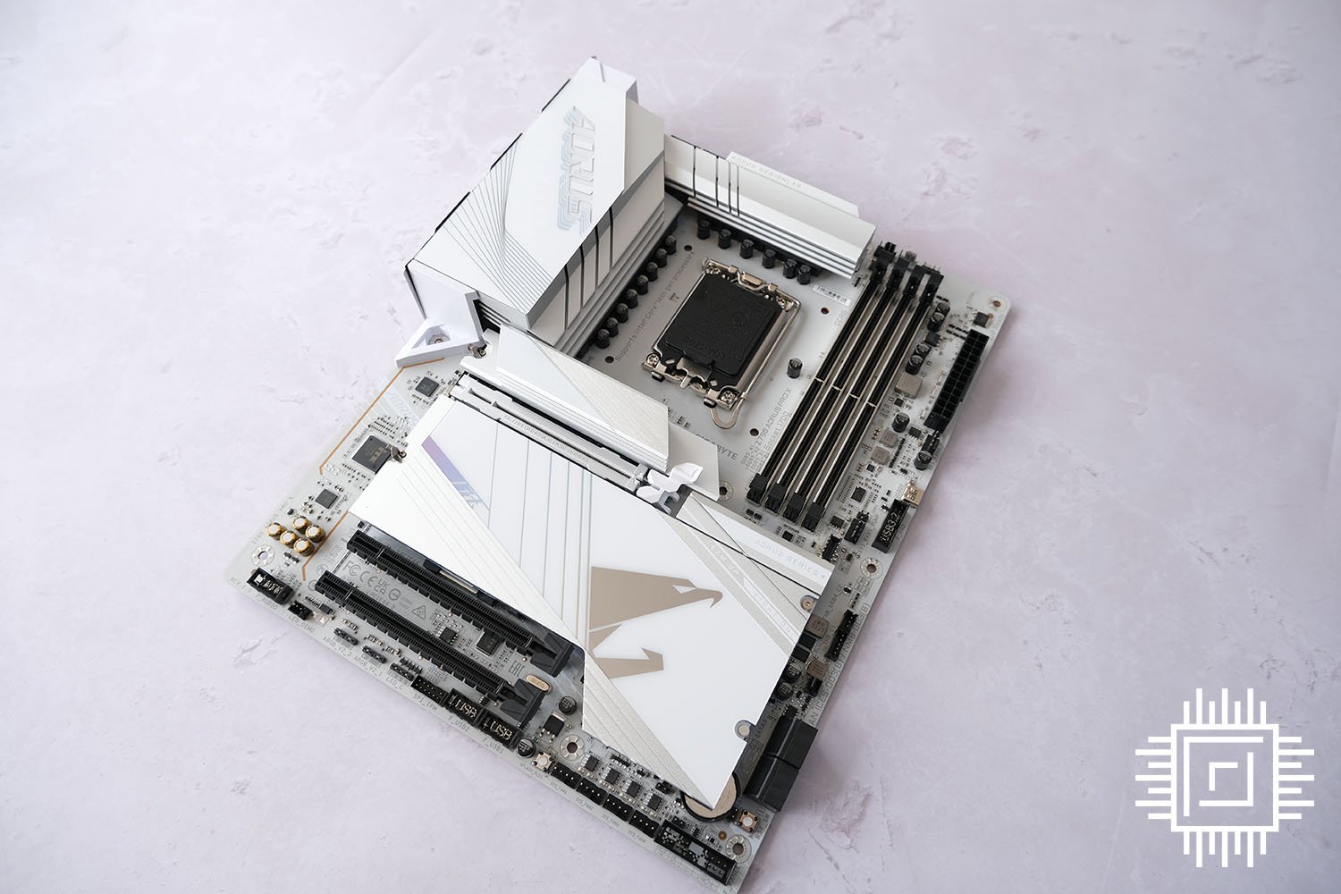 Gigabyte Z790 Aorus Pro X as seen from the top down.