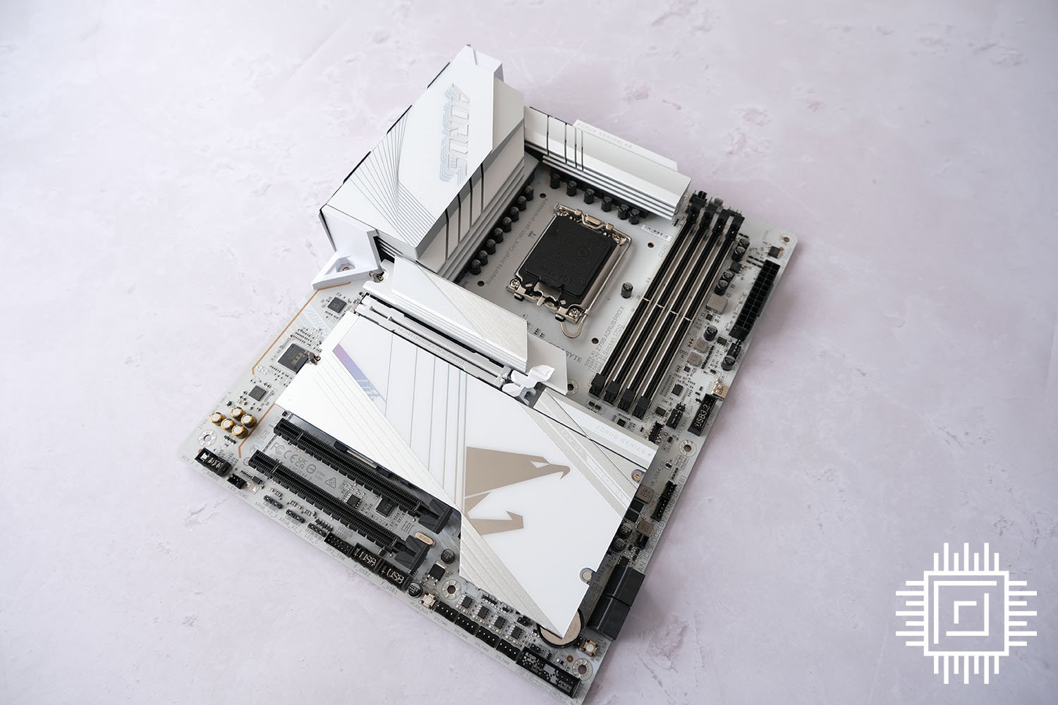 Z790 Aorus Pro X board looking from the top.