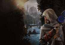 The assassin Basim with his hood up, sneaking around Baghdad.