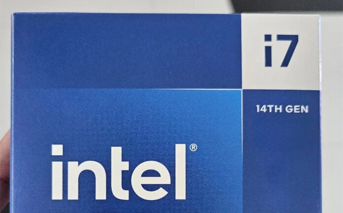 Intel-Core-i7-14700K-sold-early-1 The top of an Intel Core i7 14700K CPU retail box.