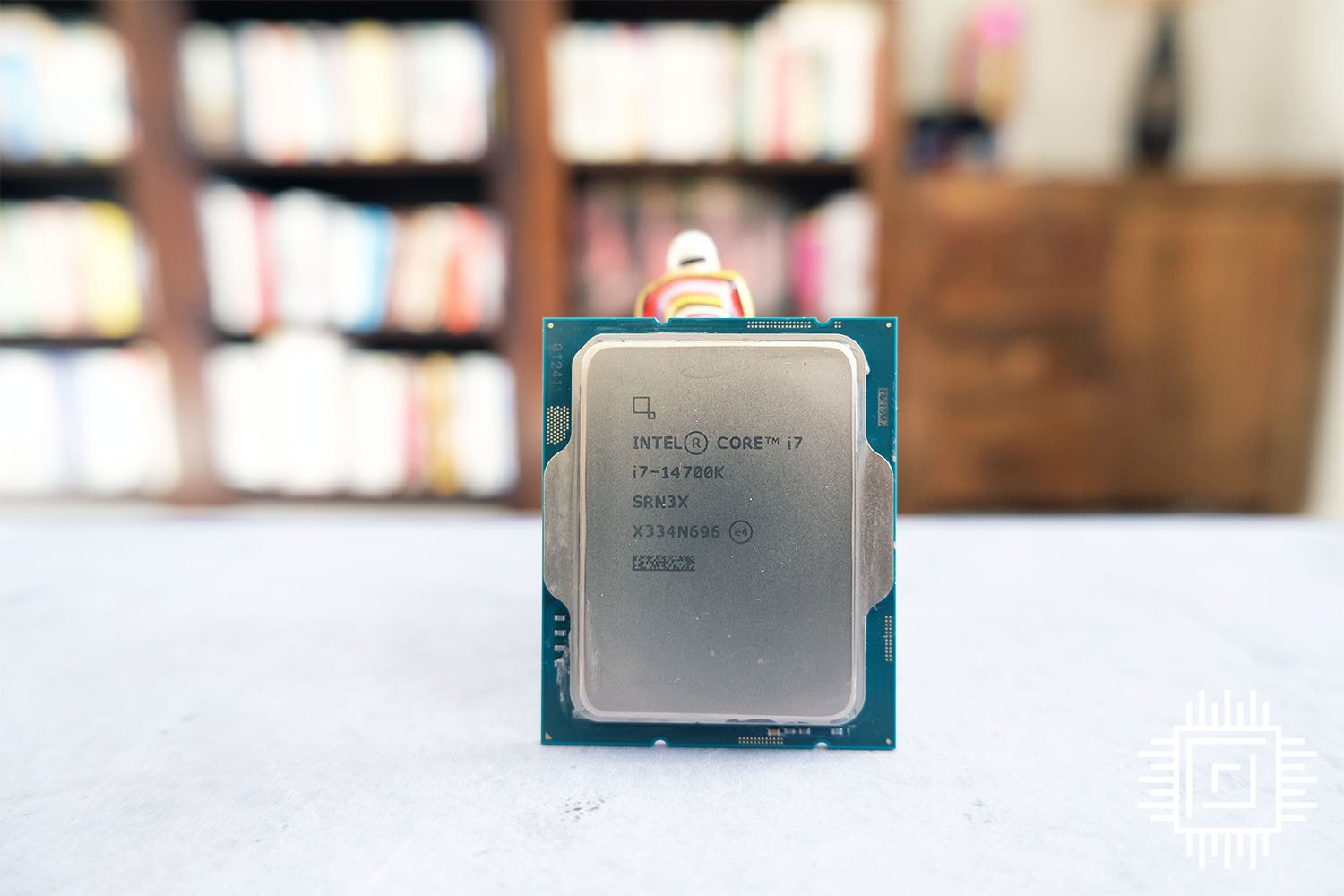 Intel Core i7-14700K pictured from the front.