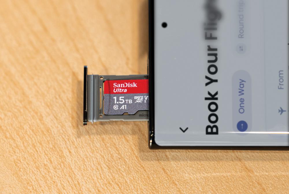 SanDisk 1.5TB Ultra microSD card in a phone