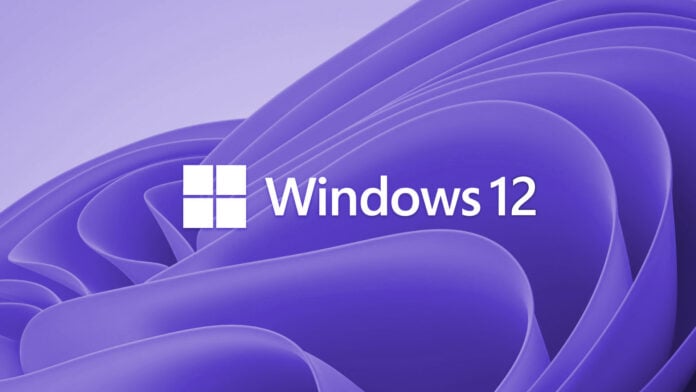 The Windows 11 logo, but purple with the number 12 instead.