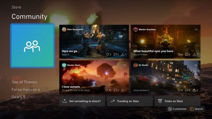 Xbox Series X Community tab