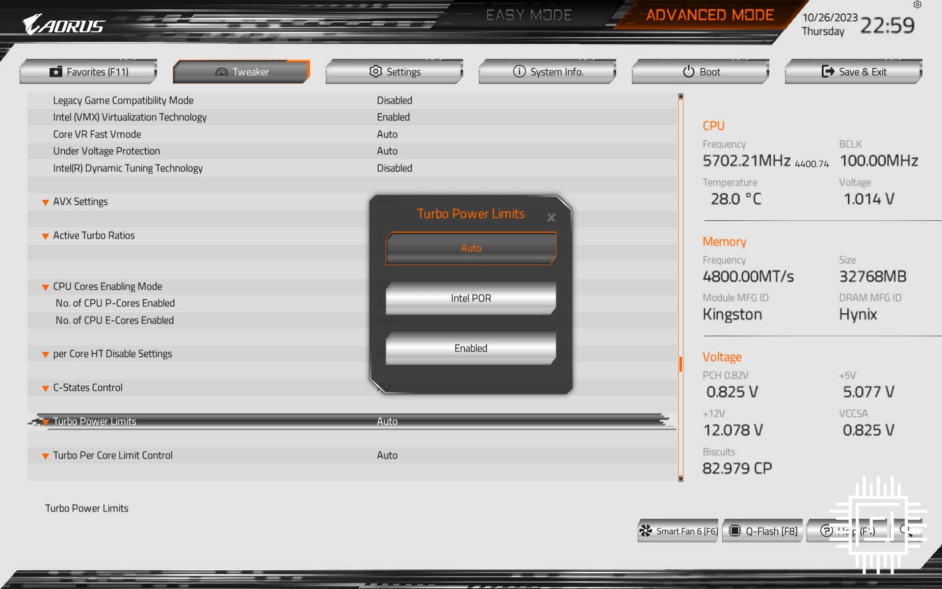 Gigabyte Z790 Aorus Pro X features firmware picture.