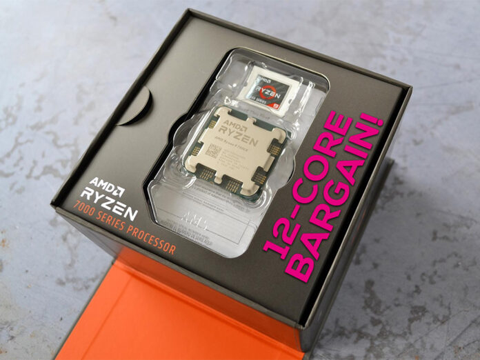 AMD Ryzen 9 7900X open box with 12-Core Bargain emblazoned across the top.