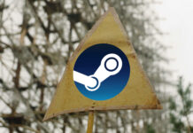 A danger sign with a Steam logo on it.