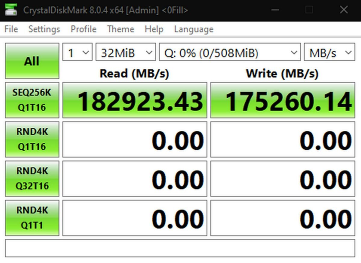 AMD Ryzen 7 5800X3D 3D V-Cache RAM Disk performance benchmark shows 182,923.43 MBps read speed and 175,260.14 MBps write speed.